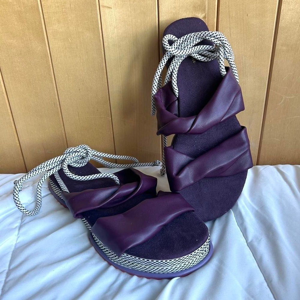 Fun Brazilian Purple Lace-Up Sandals